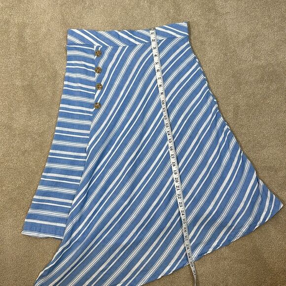 Fresh Produce Assymetric Hem Blue White Summer Beach Stretch Coastal Skirt Small - Picture 5 of 7